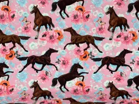 0.5M FLORAL HORSES DIGITAL FRENCH TERRY BUILD A BUNDLE