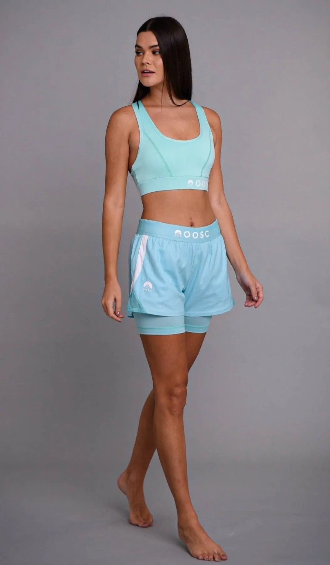 2-in-1 Booty Gym Shorts, Turquoise - Women's