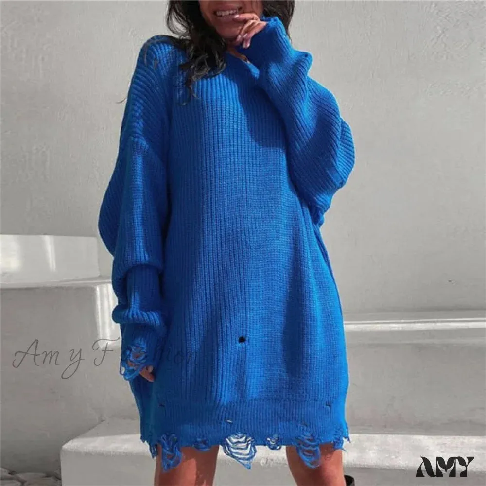 Amy Fashion - Female Casual Loose Sexy Club Sweater Dresses