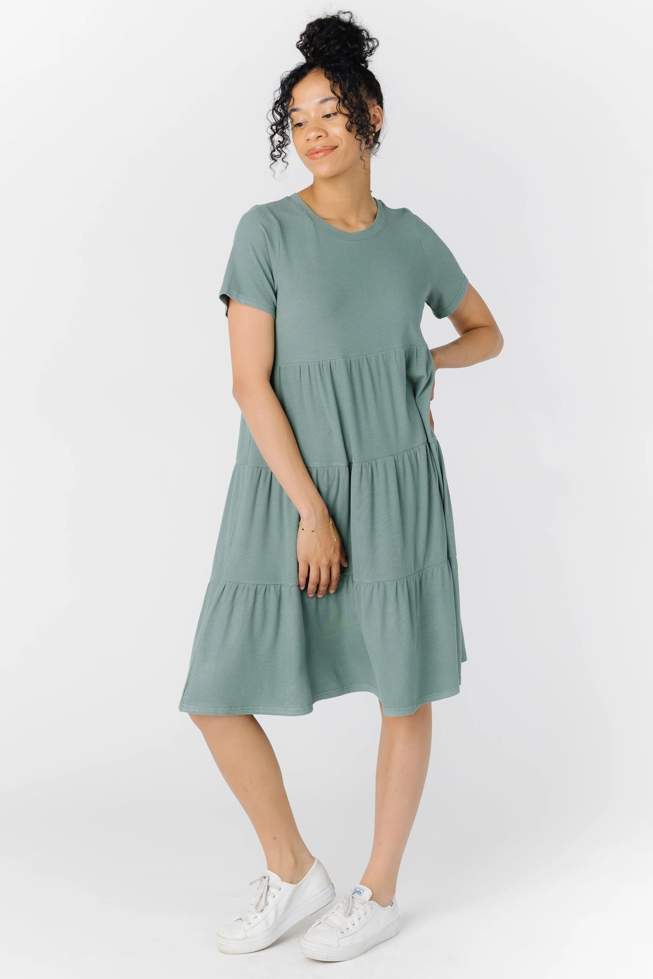 Brass & Roe Summer Ribbed Tiered Dress - Spring 2024