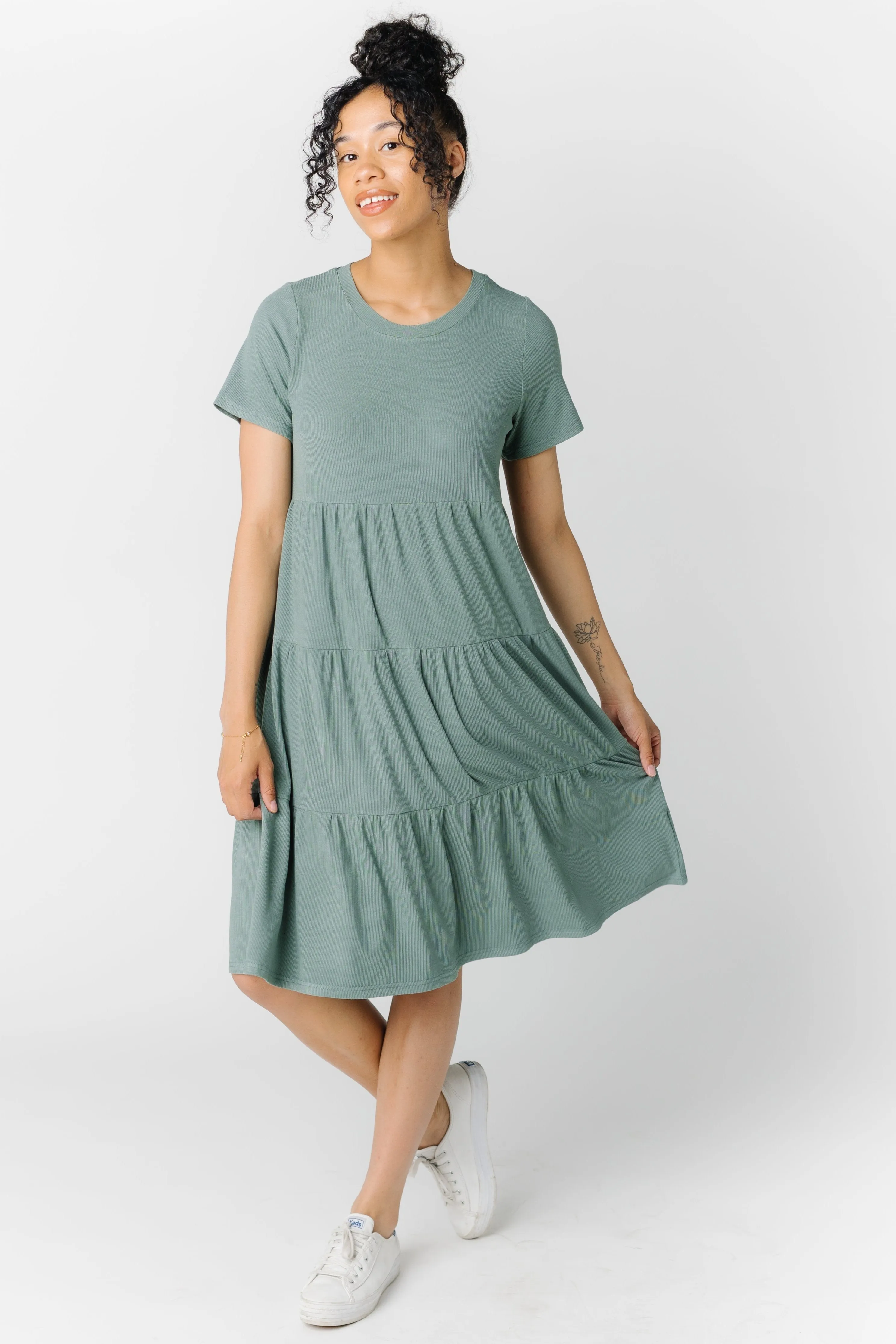 Brass & Roe Summer Ribbed Tiered Dress - Spring 2024