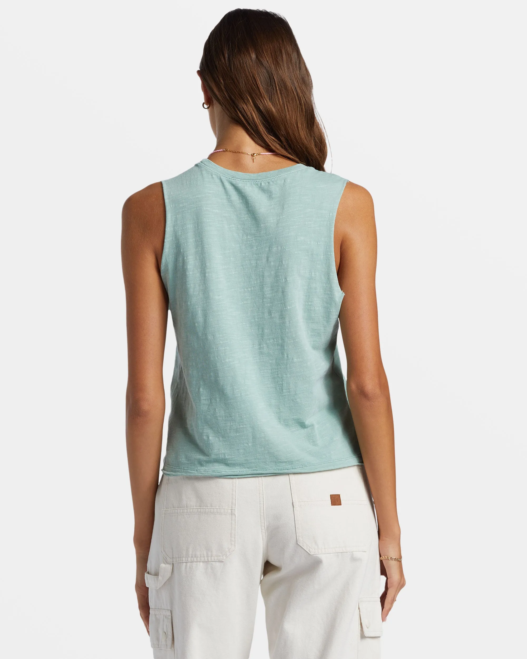 Bring The Good Vibes Muscle Tank Top - Blue Surf