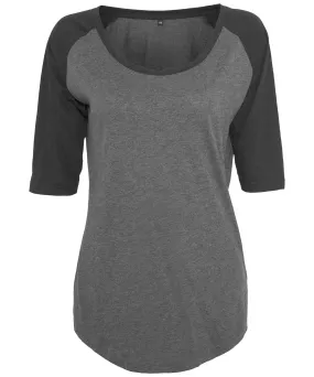 Charcoal/Black - Women's ¾ contrast raglan tee