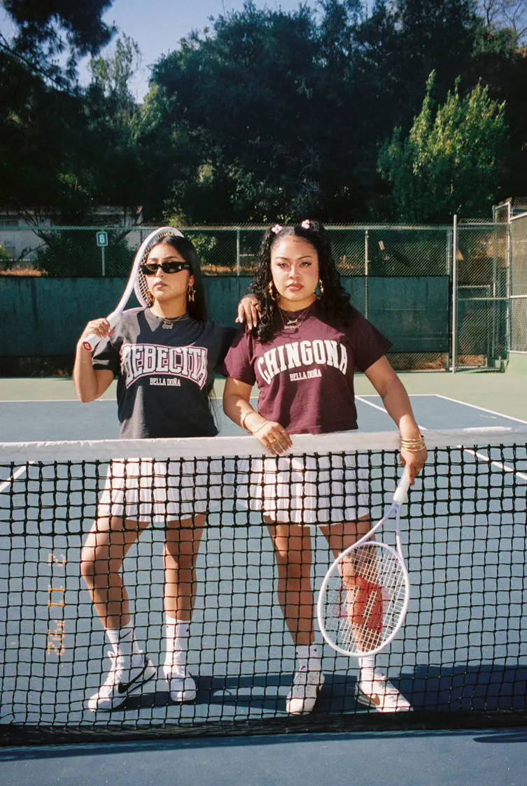 Chingona Varsity Tee - Burgundy