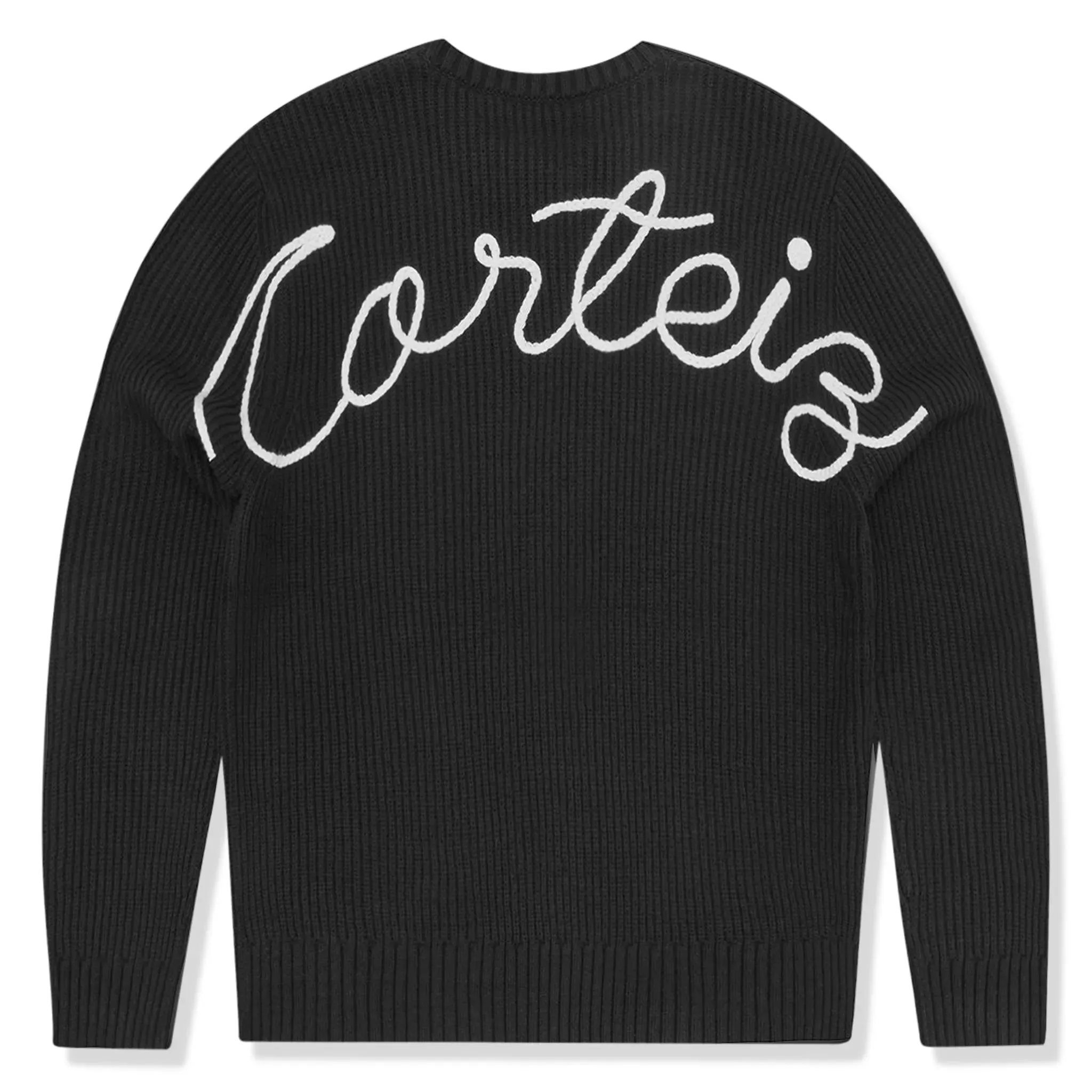 Corteiz Crochet Applique Knit Black Sweatshirt