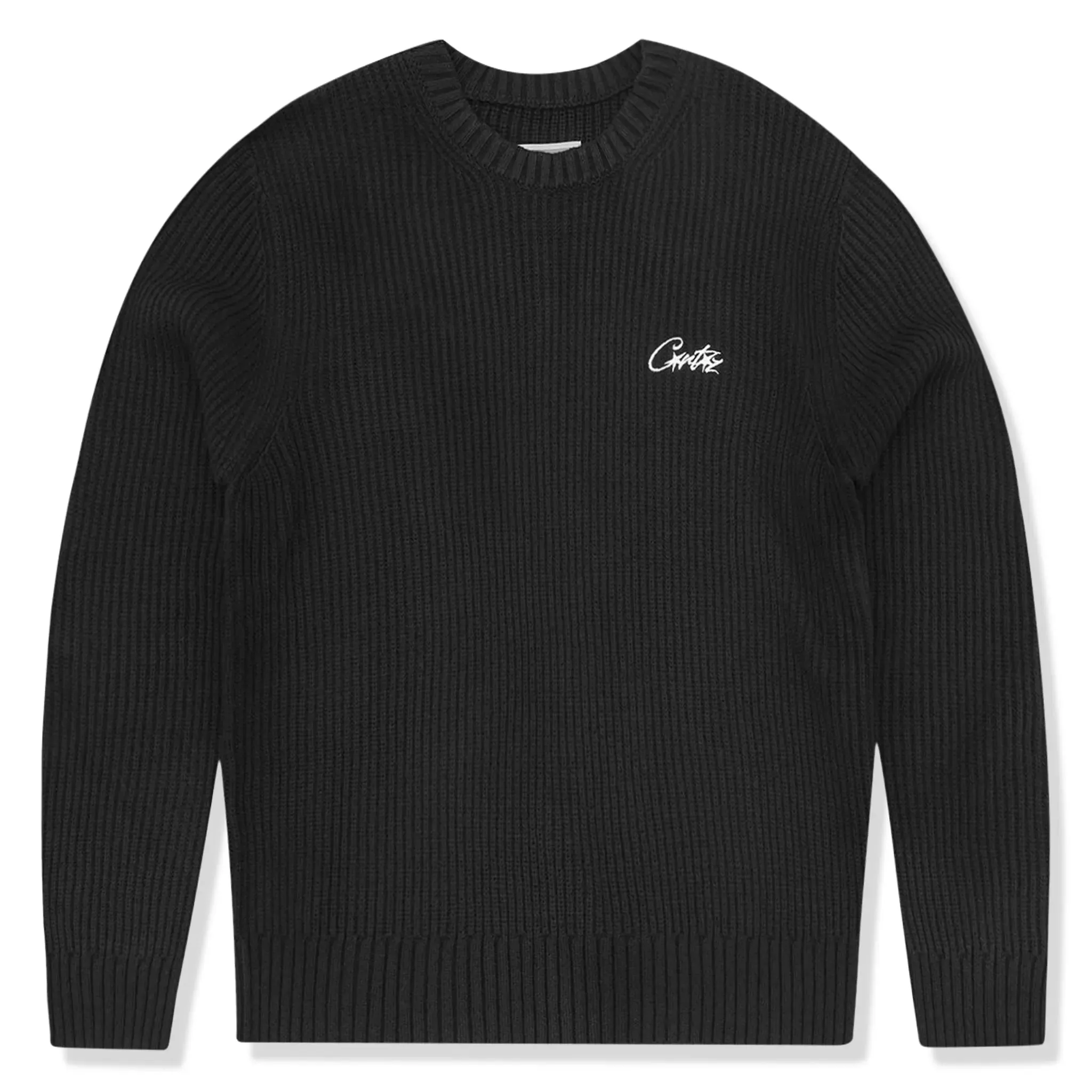 Corteiz Crochet Applique Knit Black Sweatshirt