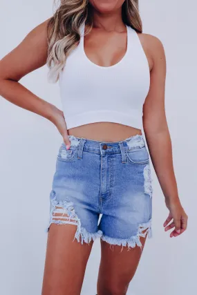 Dundee Distressed Denim Shorts - Blue