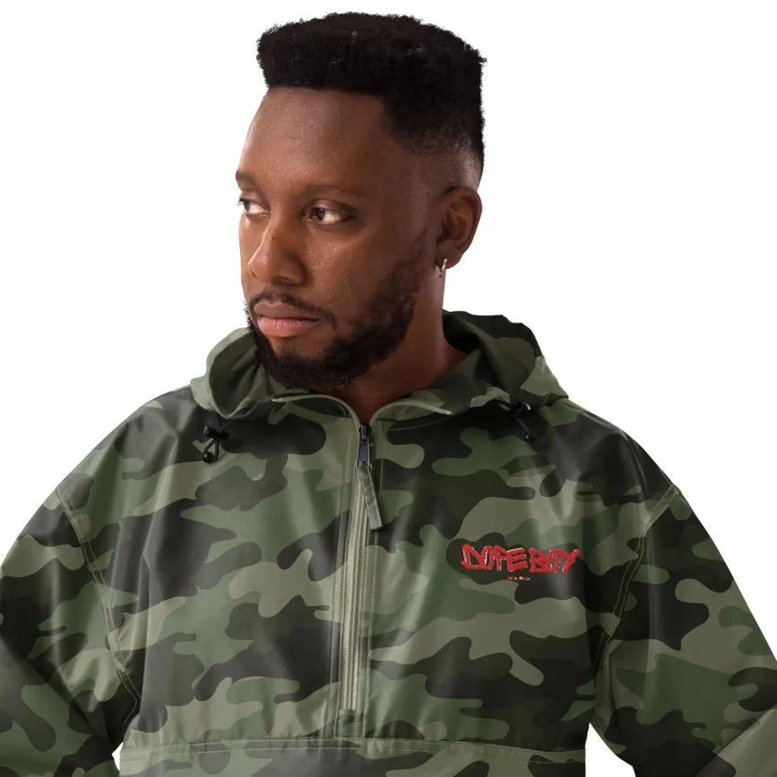 Embroidered Champion Packable Jacket Olive Green Camo