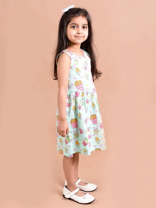 Girls Green Pink Floral Dress - Ps Peaches