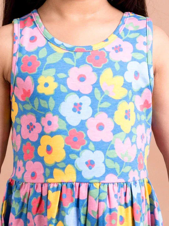 Girls Multicoloured Floral Dress - Ps Peaches