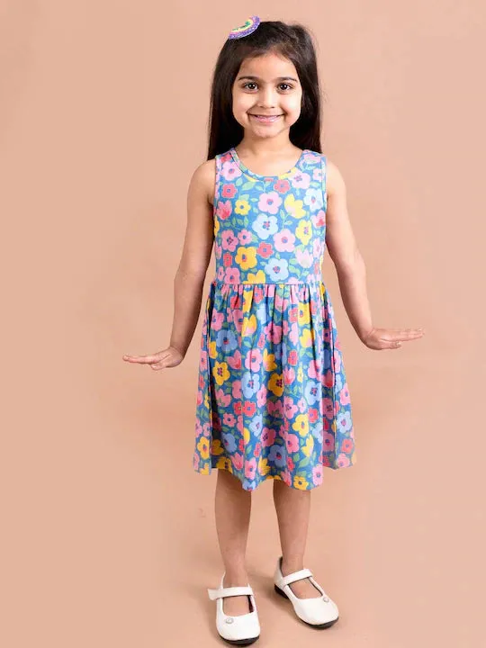 Girls Multicoloured Floral Dress - Ps Peaches