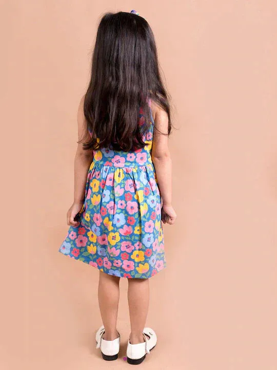 Girls Multicoloured Floral Dress - Ps Peaches