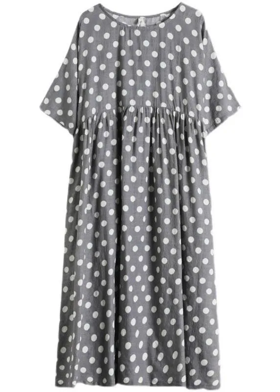 Italian Grey Dot Patchwork Summer Party Dresses