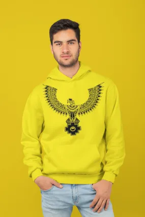 Men's Custom Hoodie POD Full Print Design Flying Hawk (Front) YELLOW