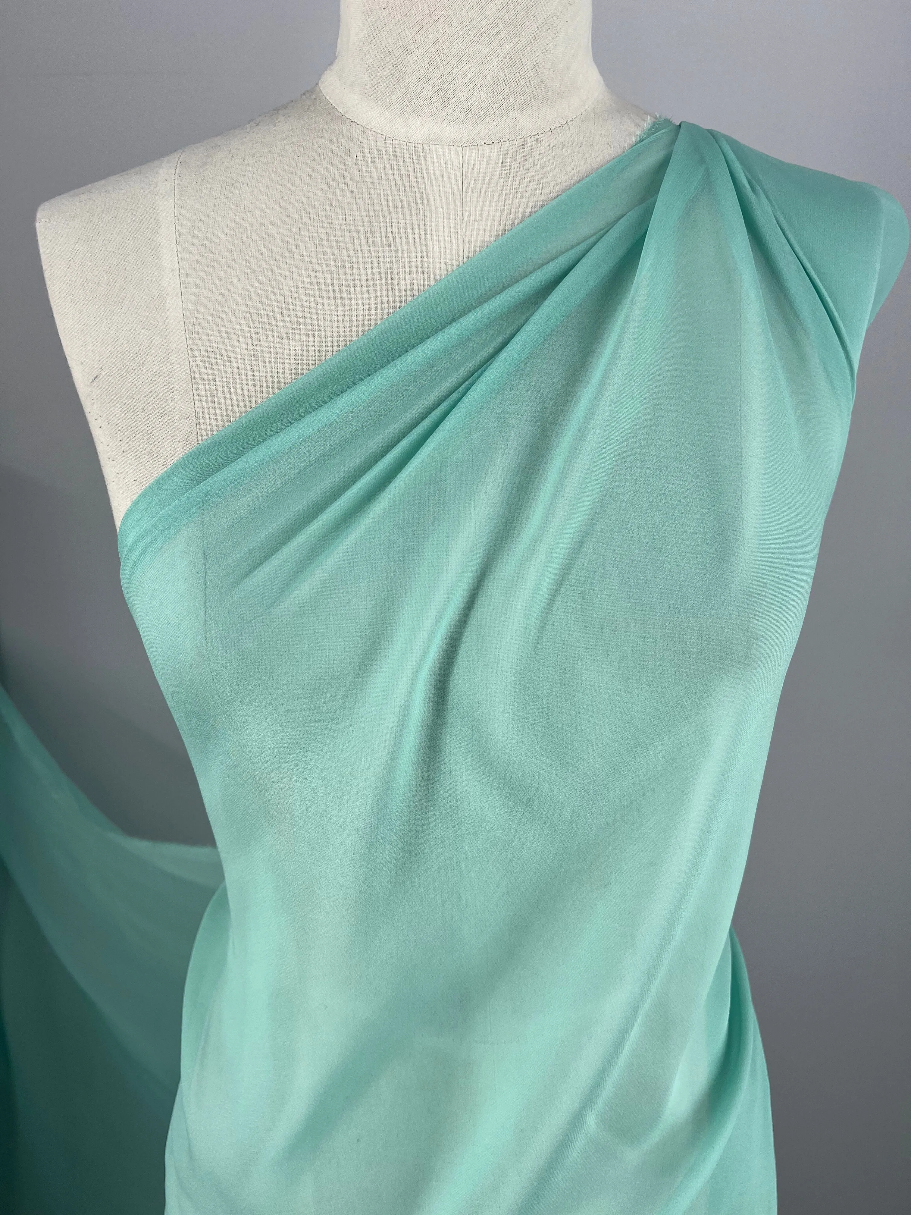 Pure Silk Georgette - Lagoon - 135cm