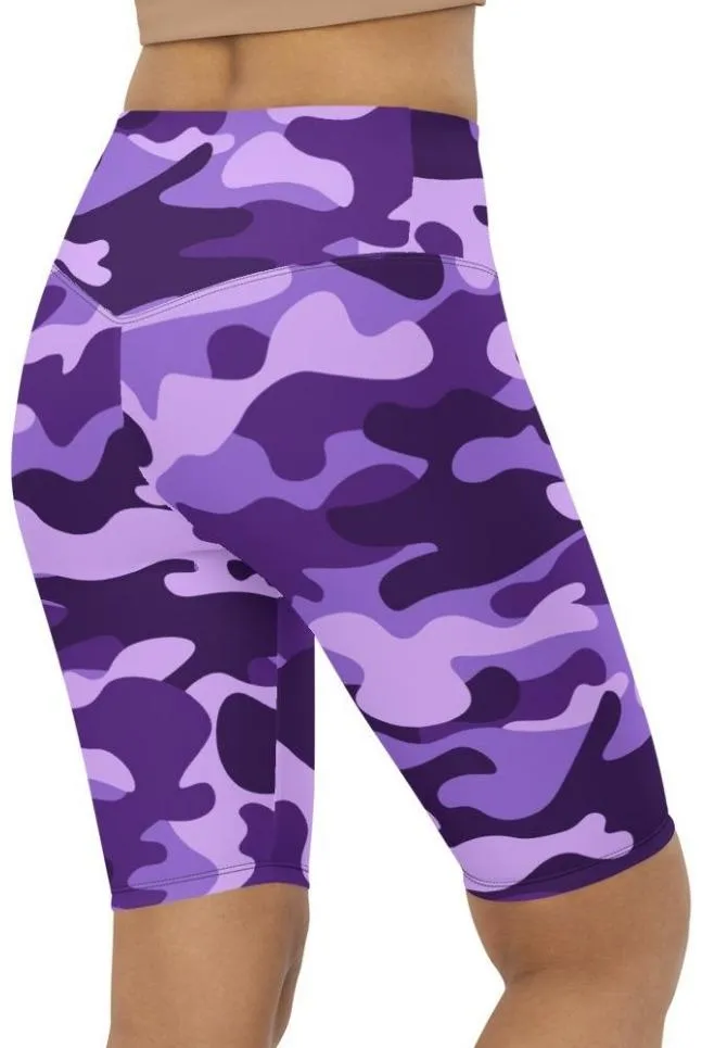 Purple Camo Biker Shorts