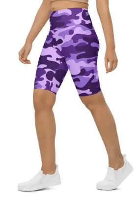 Purple Camo Biker Shorts