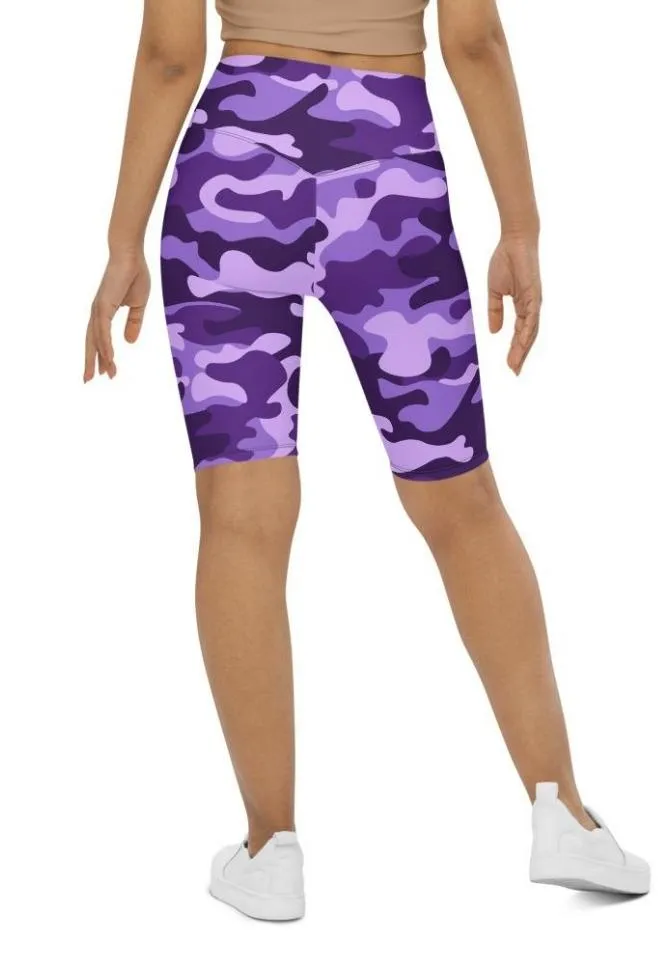 Purple Camo Biker Shorts