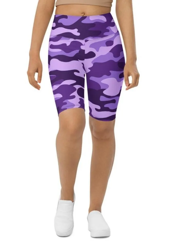 Purple Camo Biker Shorts