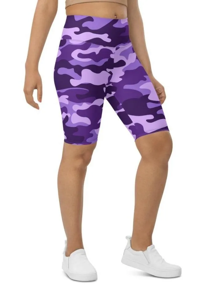 Purple Camo Biker Shorts