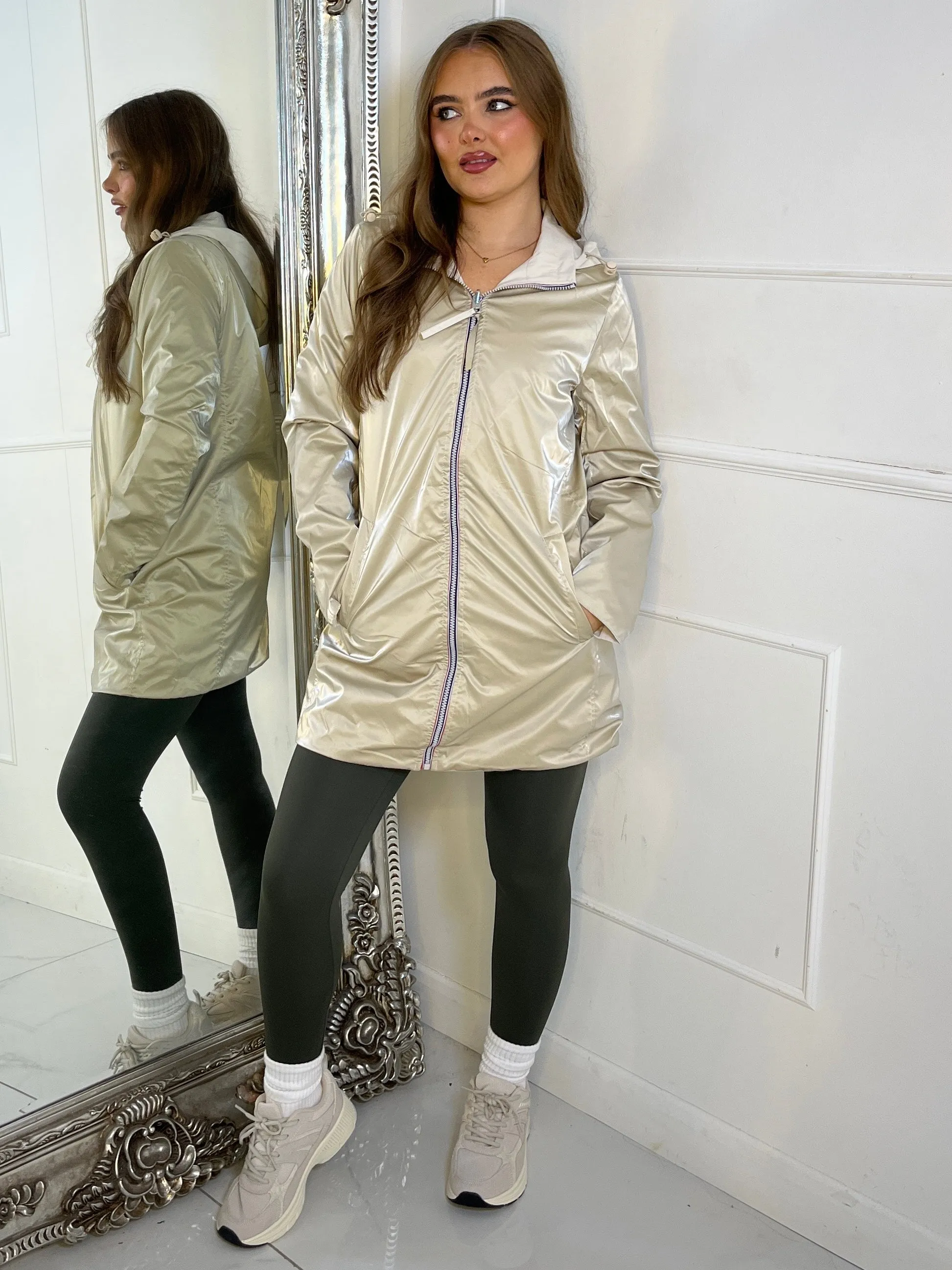 Reversible Mid Length Jacket - Beige