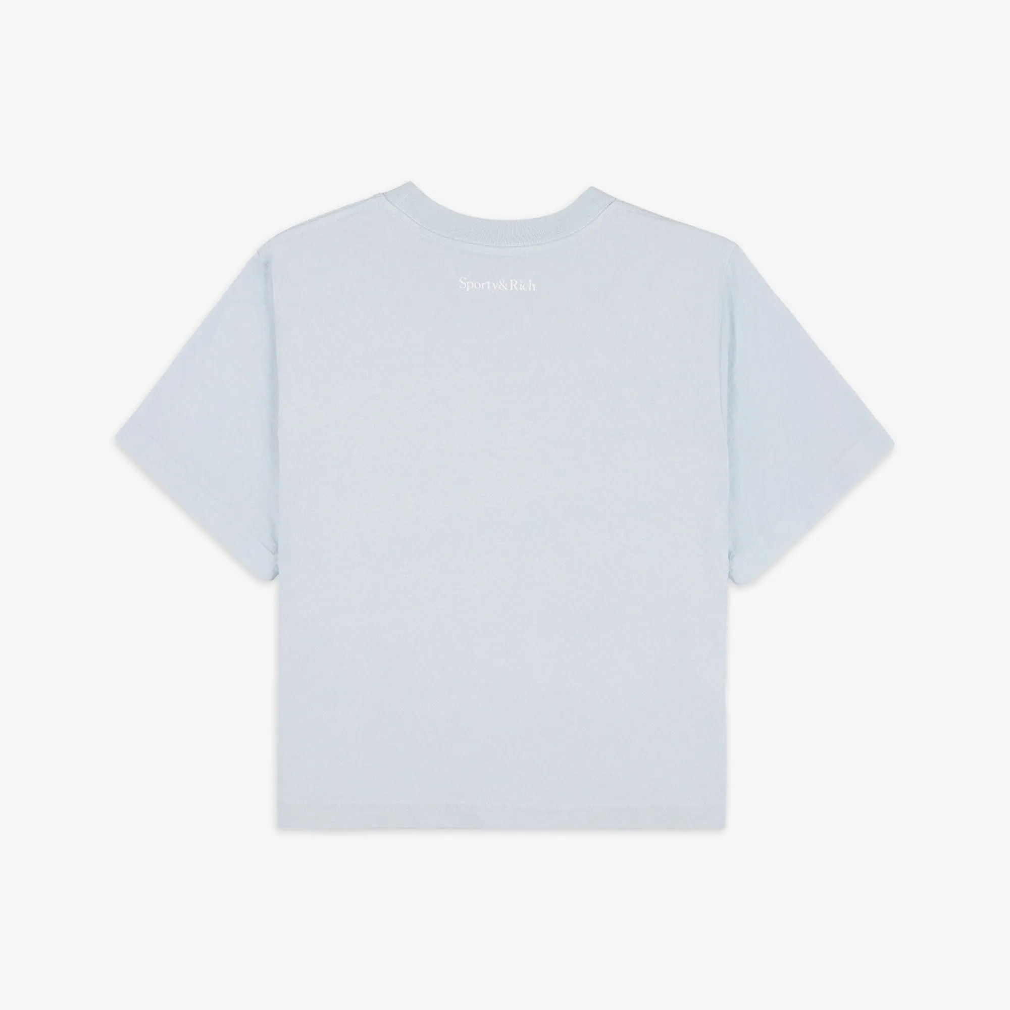 SPORTY & RICH | BE NICE CROPPED T-SHIRT { BABY BLUE/WHITE