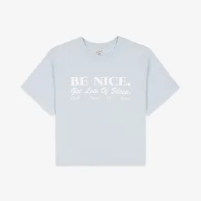 SPORTY & RICH | BE NICE CROPPED T-SHIRT { BABY BLUE/WHITE