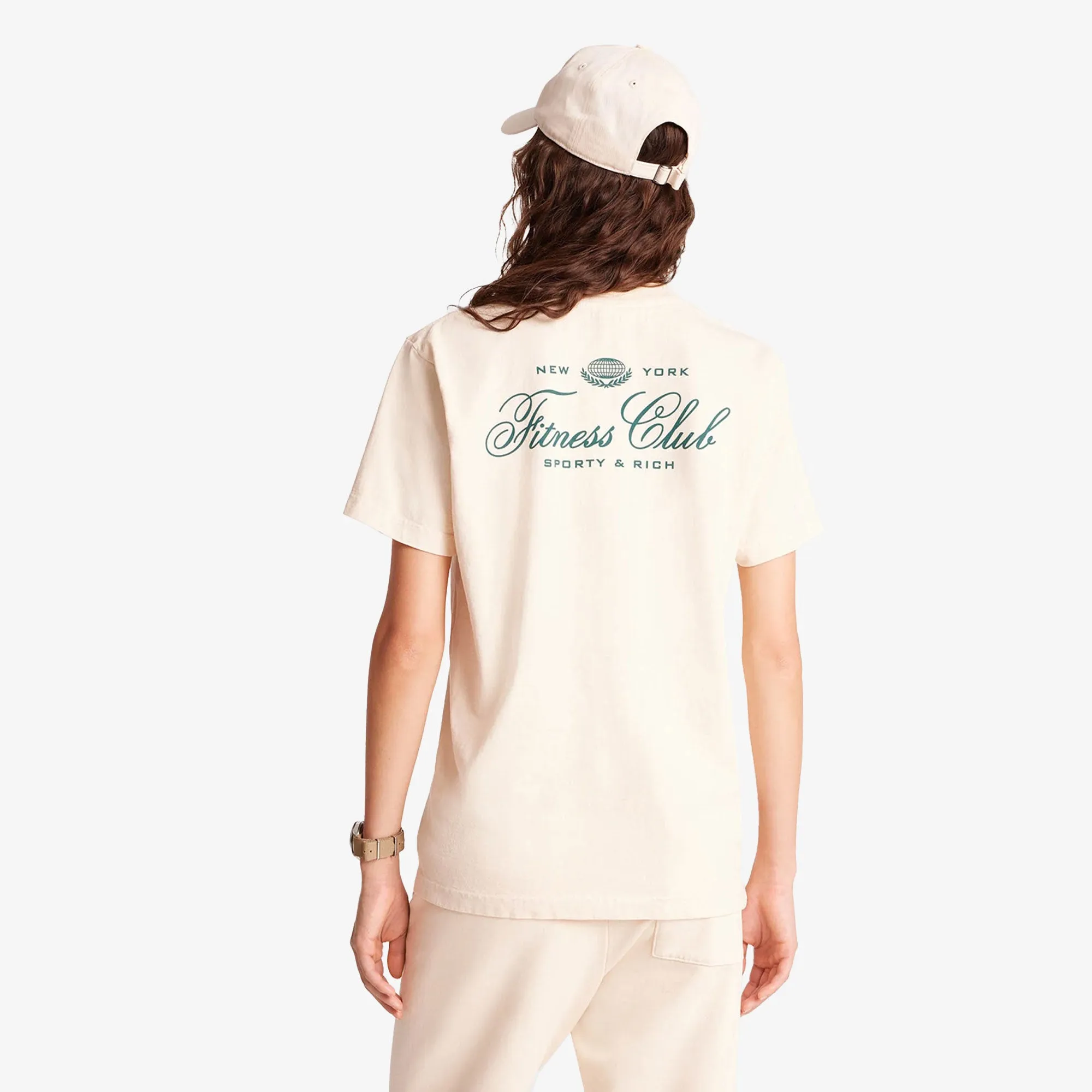 SPORTY & RICH | WMN'S FITNESS WORLD T-SHIRT { CREAM/ALPINE