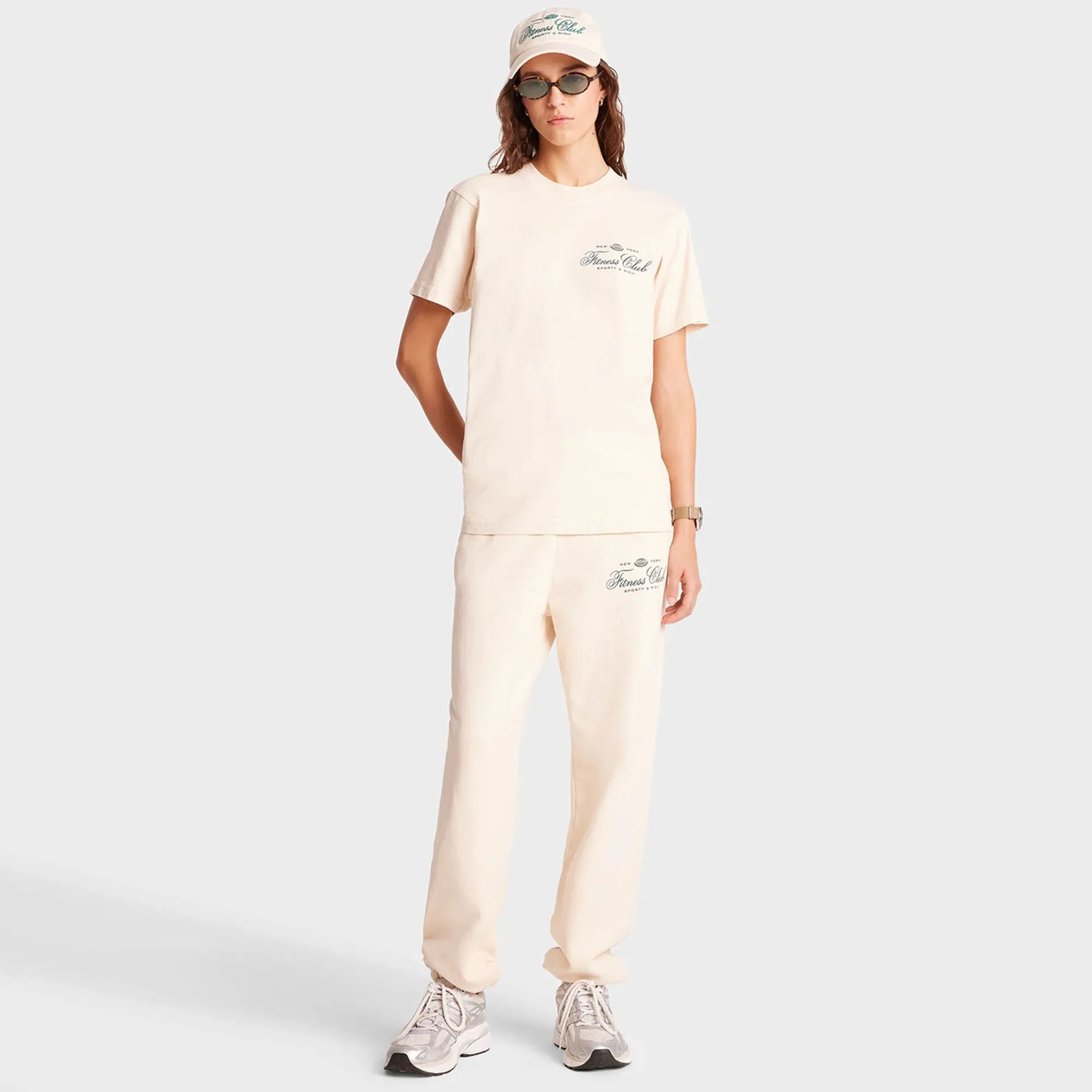 SPORTY & RICH | WMN'S FITNESS WORLD T-SHIRT { CREAM/ALPINE