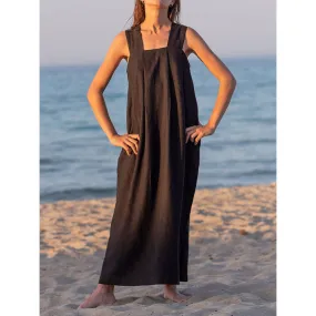 Square Neck Sleeveless Loose Long Dress