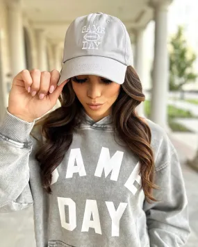 Taupe Gray Cotton Embroidered “GAME DAY” Football Cap