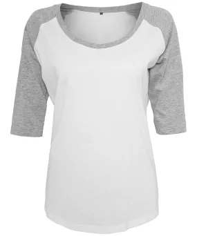 White/Heather Grey - Women's ¾ contrast raglan tee